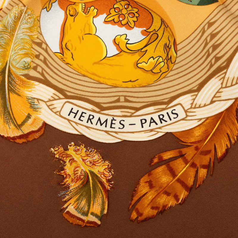 Hermes Carre 90 Couvee D'hermes Eggs Scarf Brown Multicolor Silk — view 4