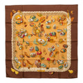 Hermes Carre 90 Couvee D'hermes Eggs Scarf Brown Multicolor Silk