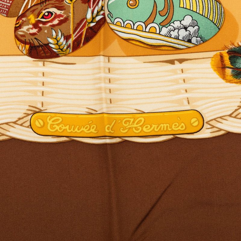 Hermes Carre 90 Couvee D'hermes Eggs Scarf Brown Multicolor Silk — view 6