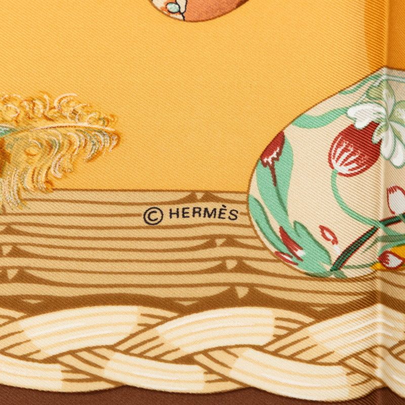 Hermes Carre 90 Couvee D'hermes Eggs Scarf Brown Multicolor Silk — view 3