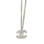 Chanel CC Logo Chain Pendant Stamp Silver Metal Necklace — view 3