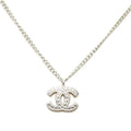 Chanel CC Logo Chain Pendant Stamp Silver Metal Necklace