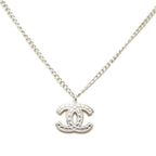 Chanel CC Logo Chain Pendant Stamp Silver Metal Necklace
