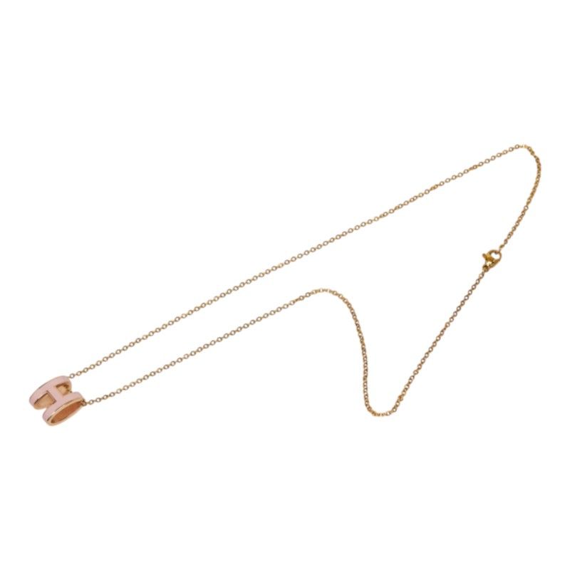 Hermes Pop H Pendant Gold Pink Plated Necklace — view 6