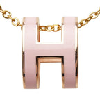 Hermes Pop H Pendant Gold Pink Plated Necklace
