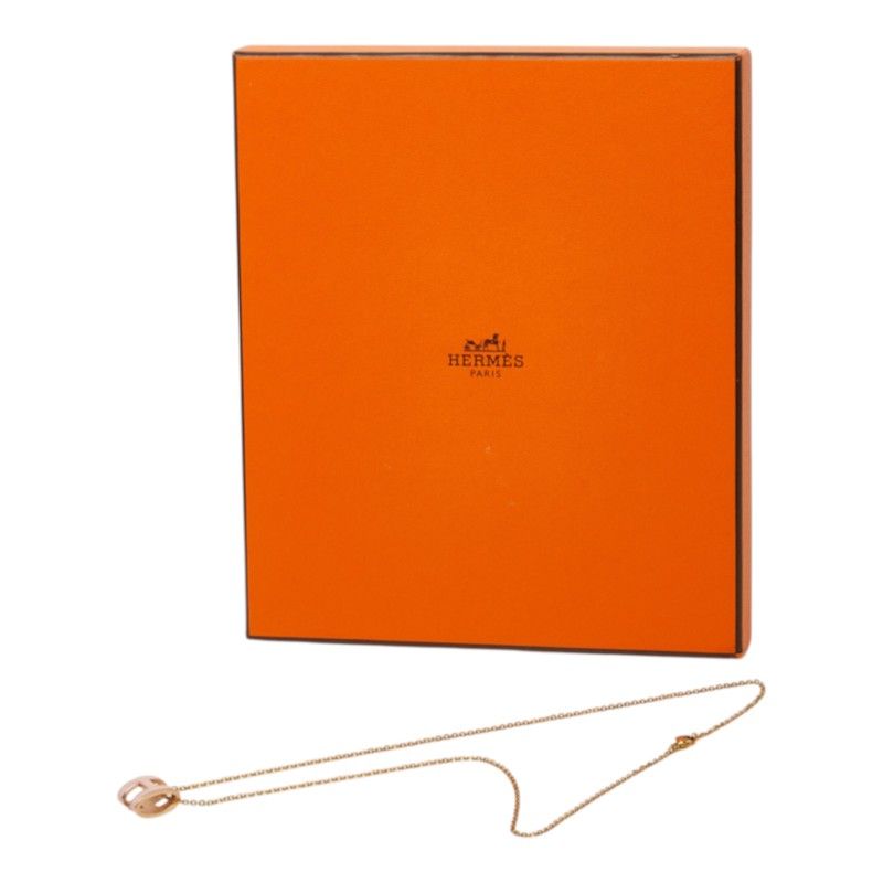 Hermes Pop H Pendant Gold Pink Plated Necklace — view 8