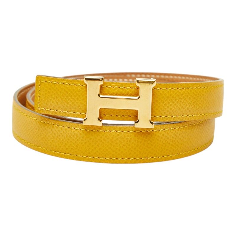 Hermes Constance H Belt Reversible 65 Yellow Brown Courchevel