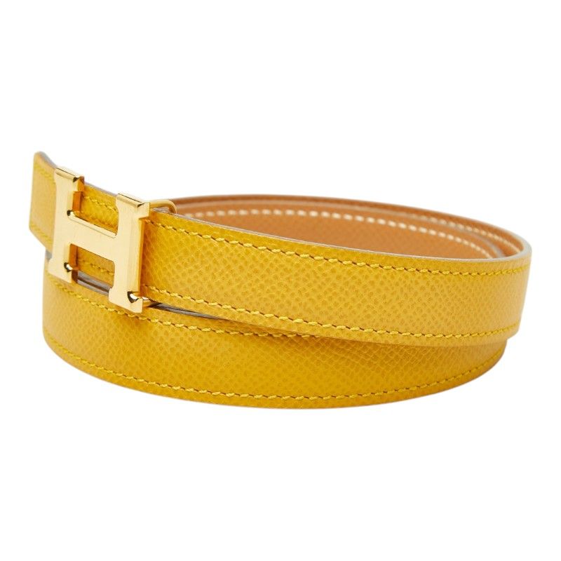 Hermes Constance H Belt Reversible 65 Yellow Brown Courchevel — view 2