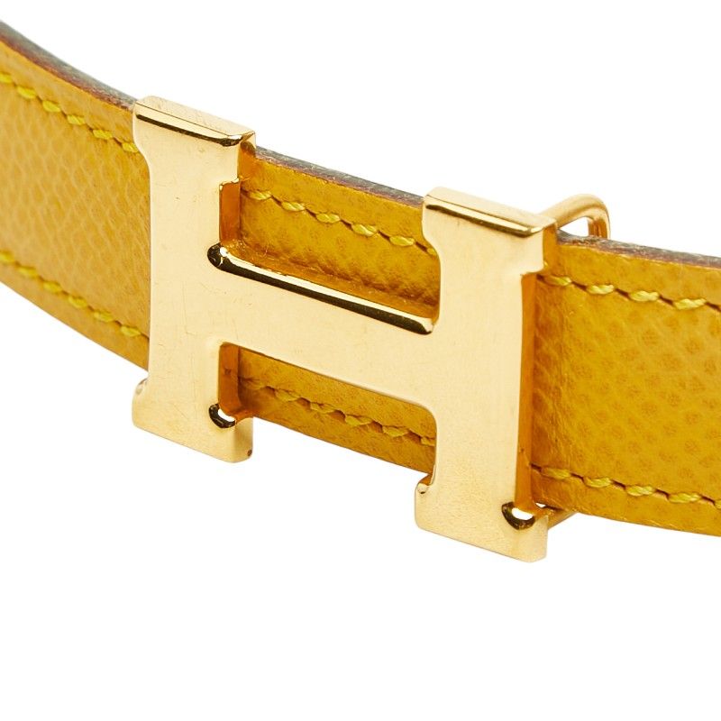 Hermes Constance H Belt Reversible 65 Yellow Brown Courchevel — view 4