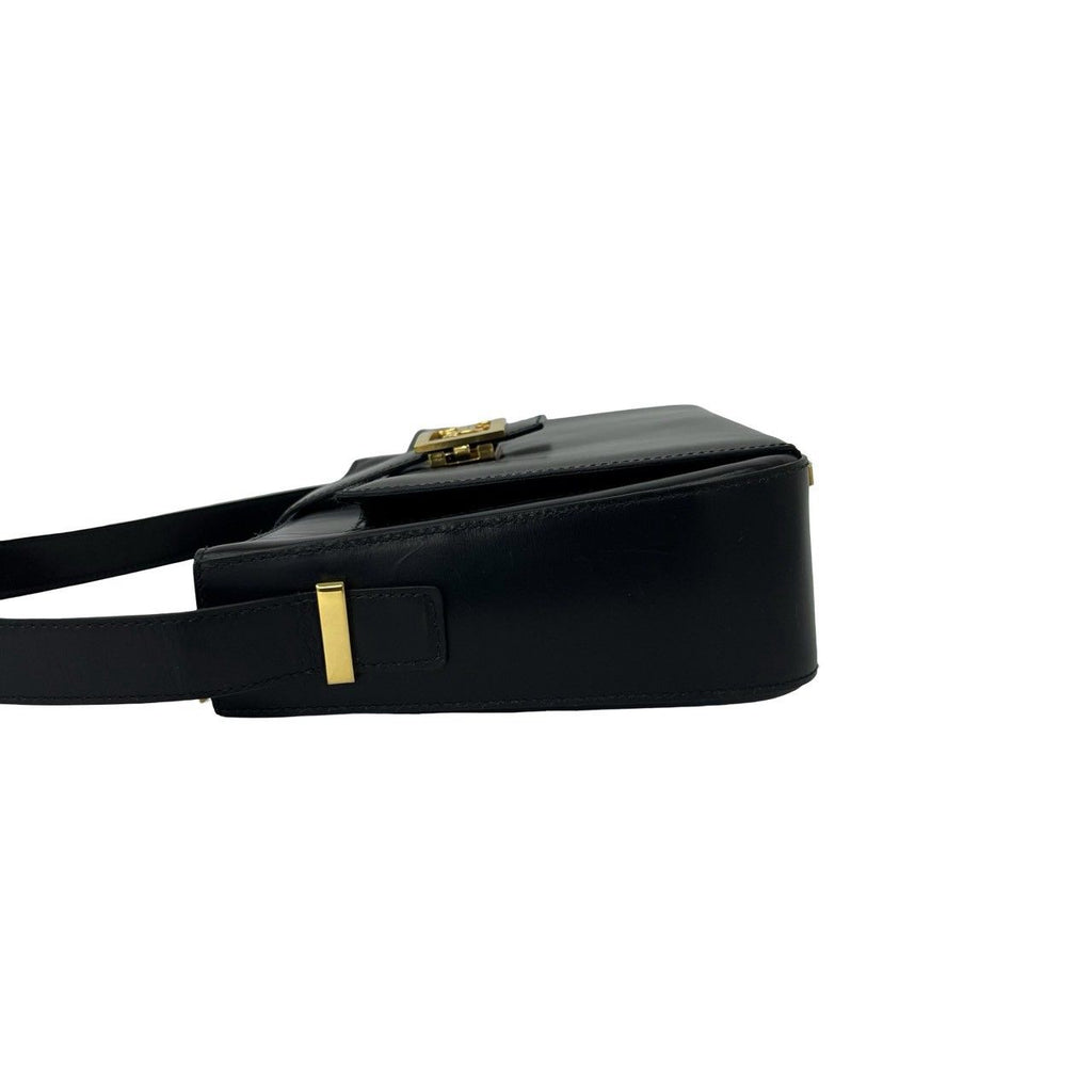 Celine Carriage Leather Shoulder Bag Pochette Cross Black — view 5