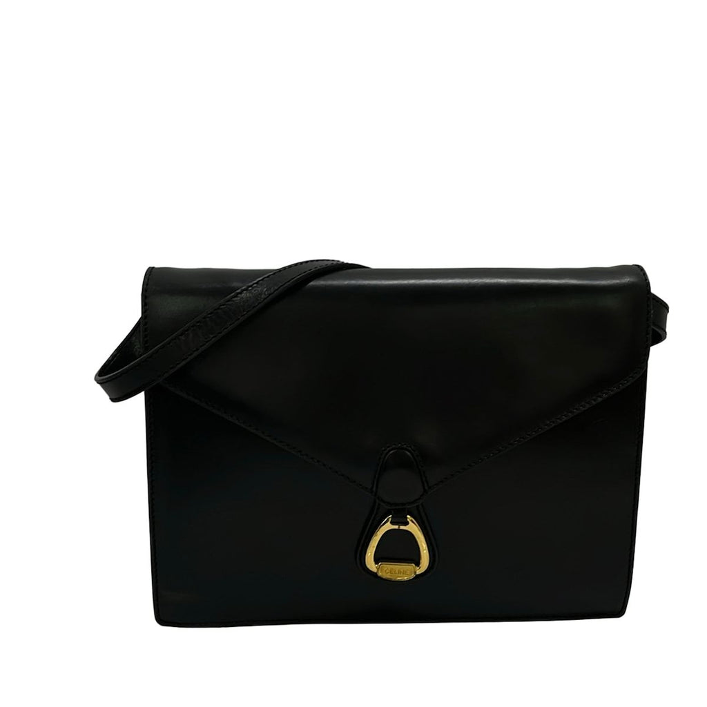 Celine Shoulder Bag Black Leather
