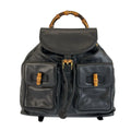 Gucci Bamboo Black Gold Leather Backpack