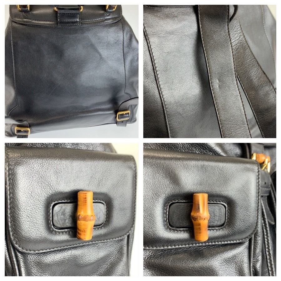 Gucci Bamboo Black Gold Leather Backpack — view 5