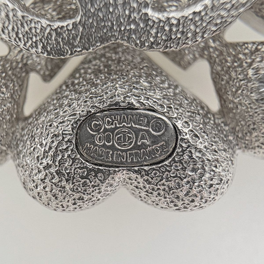 Chanel Brooch CC Logo Silver Plated Rhinestone — view 4