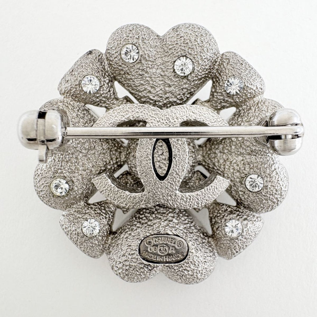 Chanel Brooch CC Logo Silver Plated Rhinestone — view 2
