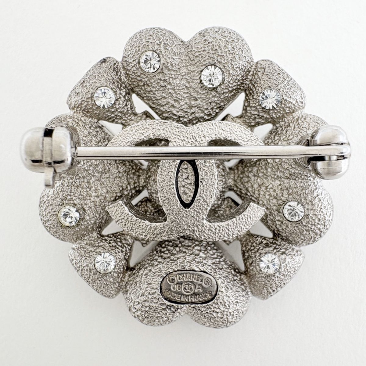 Chanel Brooch CC Logo Silver Plated Rhinestone — view 2