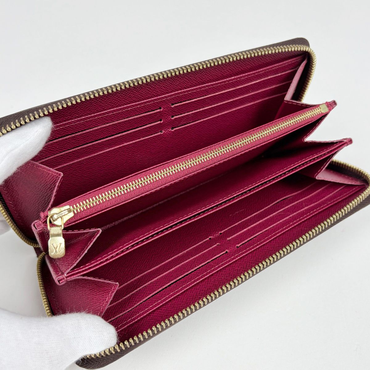 Louis Vuitton Zippy Wallet Round Zip Around Monogram Brown Fuchsia — view 6