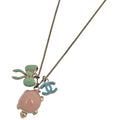 Chanel Necklace CC Logo Ribbon Turtle Motif Gold Plated