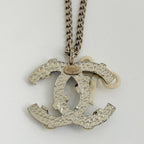 Chanel Necklace CC Logo Ribbon Gold Plated Black White — view 2