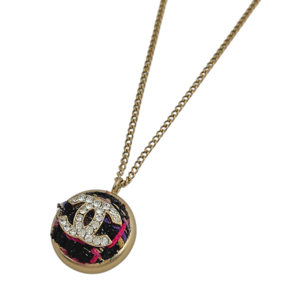 Chanel Necklace CC Logo Rhinestone Gold