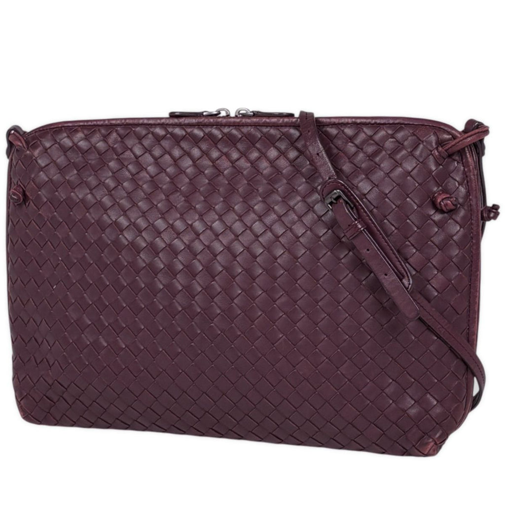 Bottega Veneta Shoulder Bag Intrecciato Leather Bordeaux