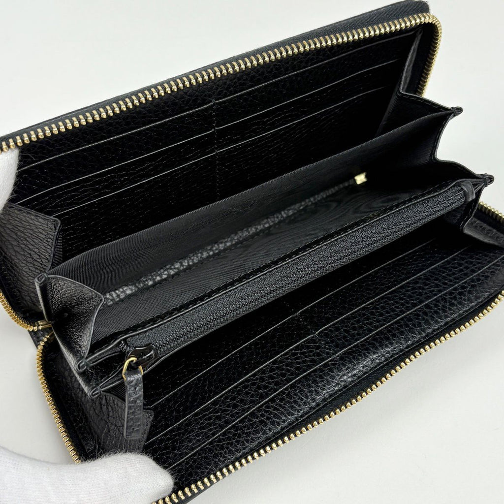 Gucci Wallet GG Marmont Double G Zip Around Leather Black — view 6