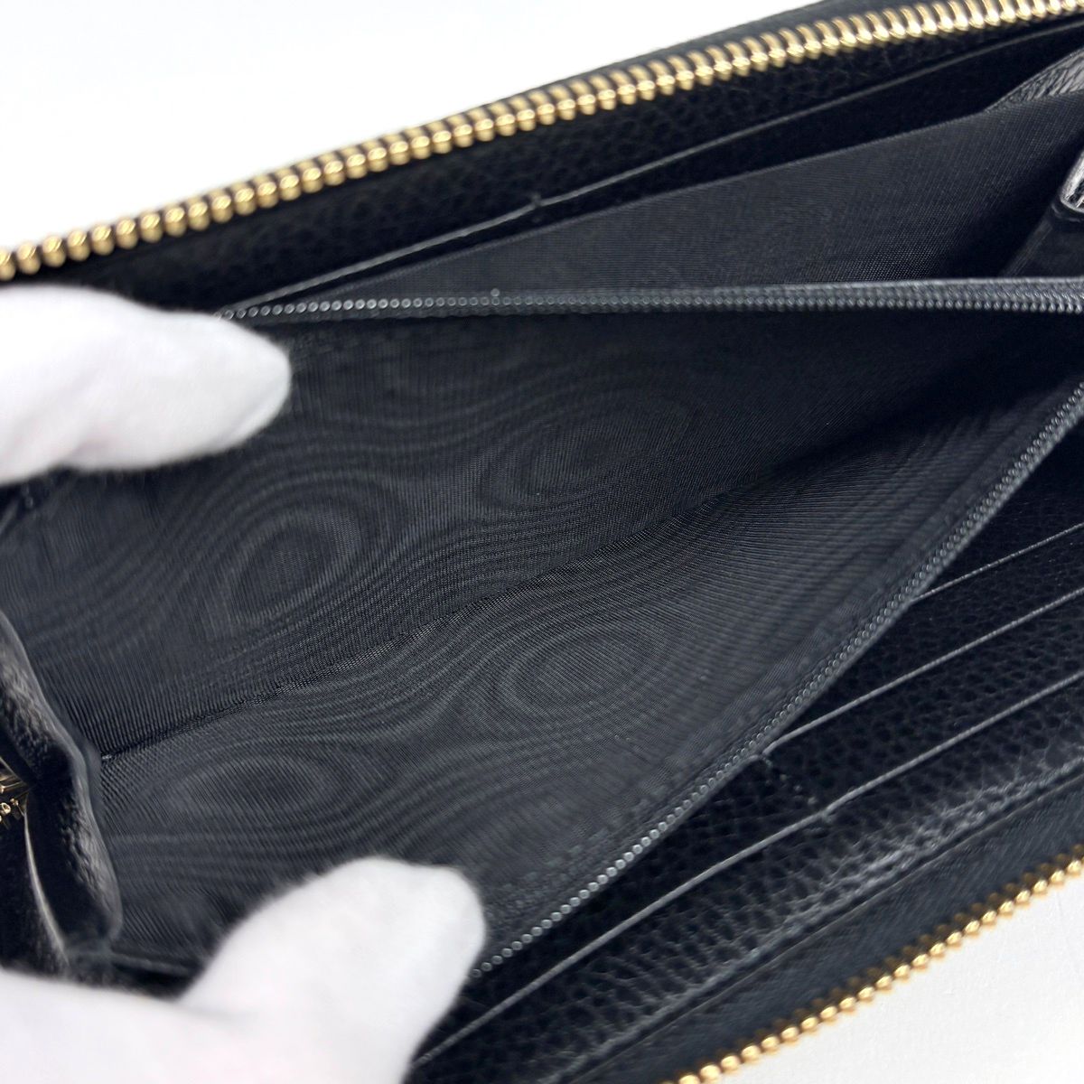 Gucci Wallet GG Marmont Double G Zip Around Leather Black — view 7