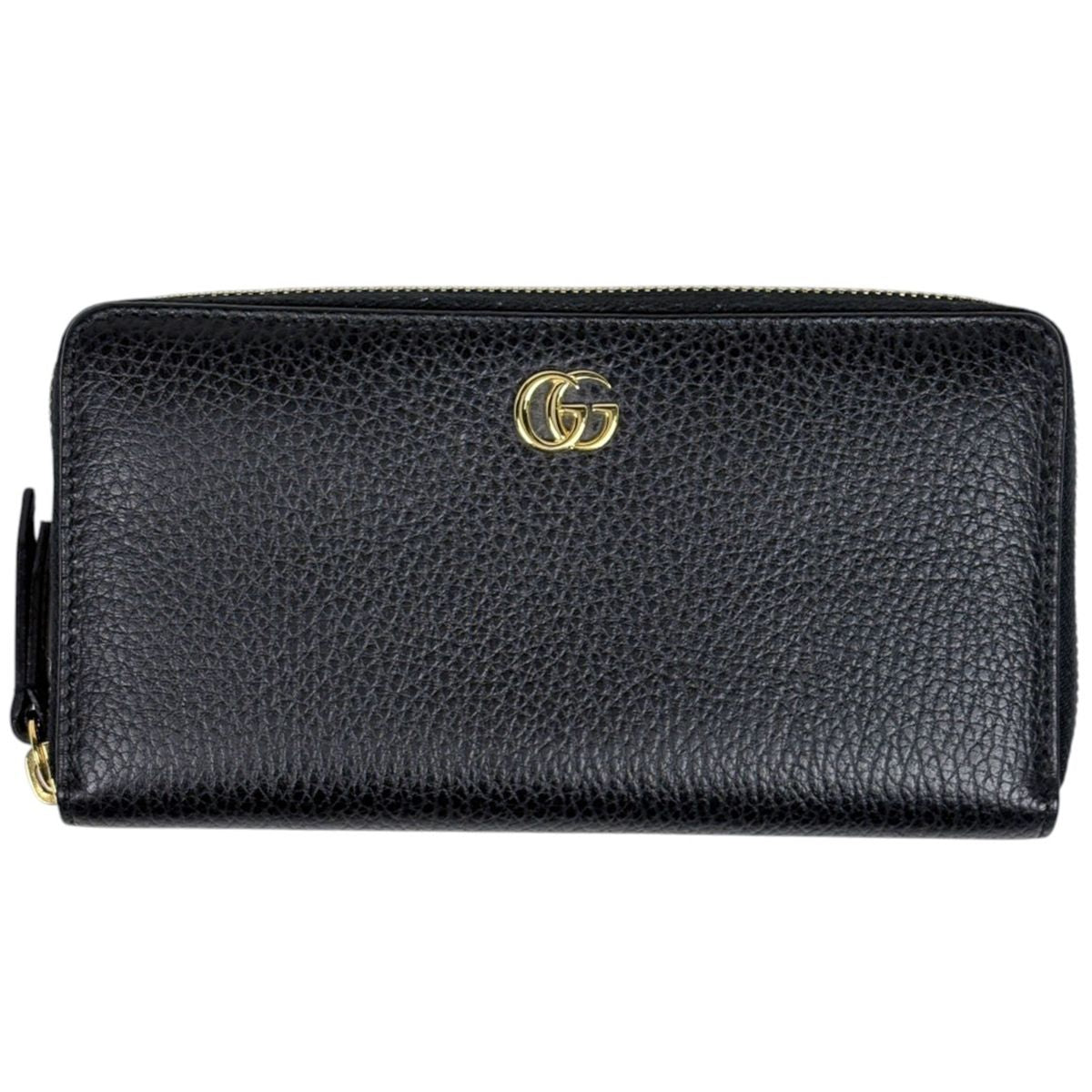 Gucci Wallet GG Marmont Double G Zip Around Leather Black
