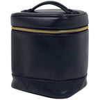 Chanel Makeup Pouch Bicolor CC Logo Vanity Leather Black