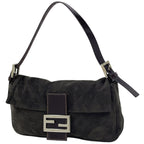 Fendi Shoulder Bag Zucca Logo Mamma Baguette Suede Brown