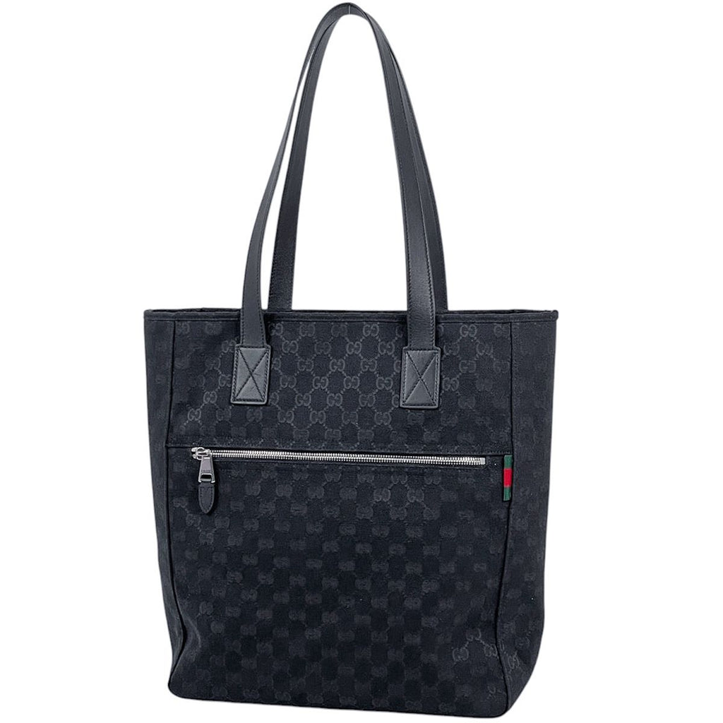 Gucci Tote GG Pattern Web Canvas Black