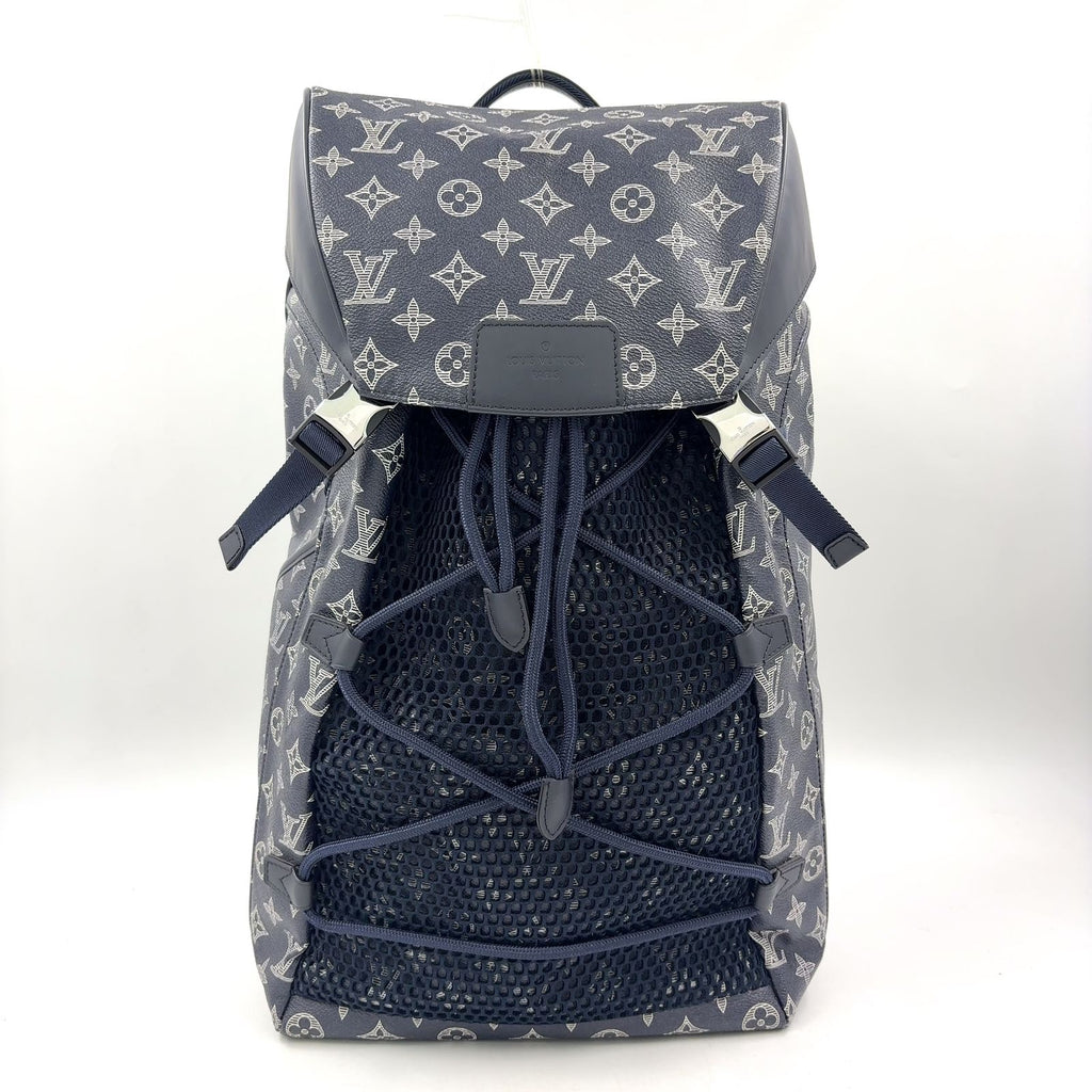 Louis Vuitton Chapman Collaboration Hiking Leather Navy Backpack Silver