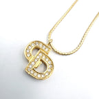 Dior CD Logo Rhinestone Gold Necklace