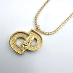 Dior CD Logo Rhinestone Gold Necklace — view 2
