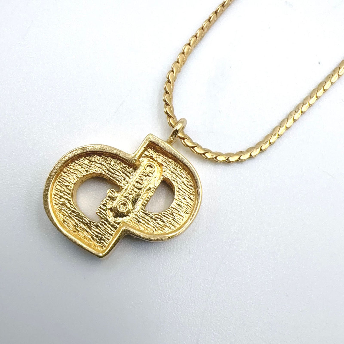Dior CD Logo Rhinestone Gold Necklace — view 2