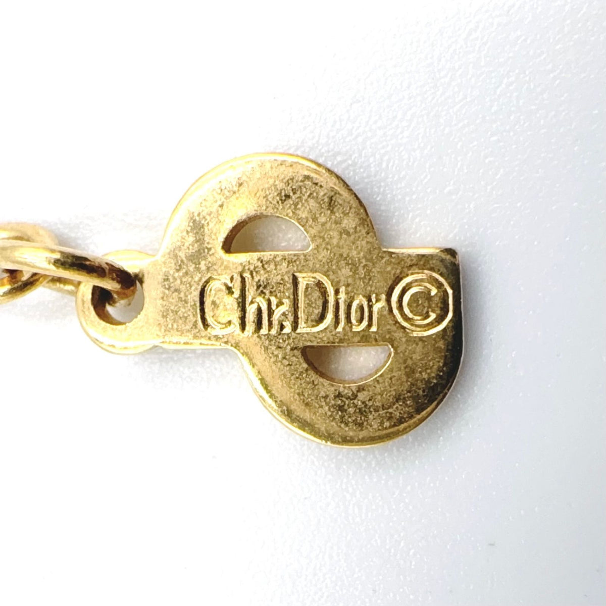 Dior CD Logo Rhinestone Gold Necklace — view 5