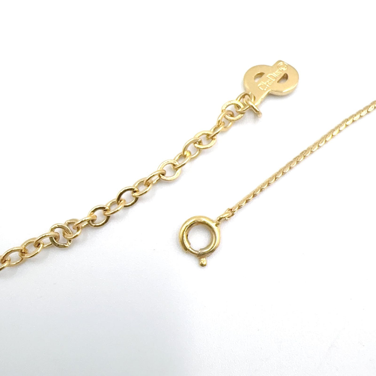 Dior CD Logo Rhinestone Gold Necklace — view 7