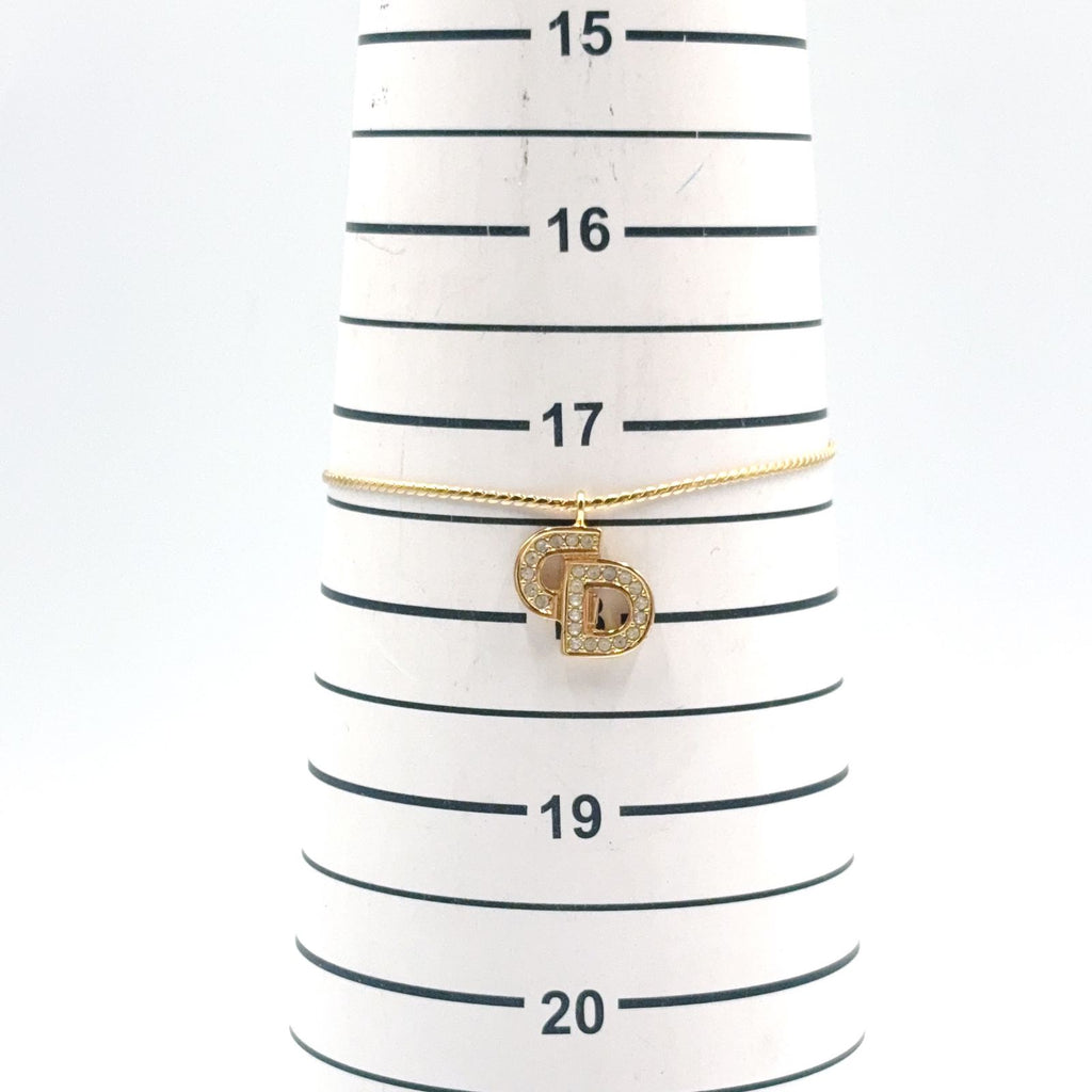 Dior CD Logo Rhinestone Gold Bracelet — view 8