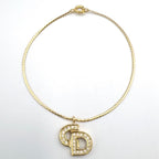 Dior CD Logo Rhinestone Gold Bracelet — view 3
