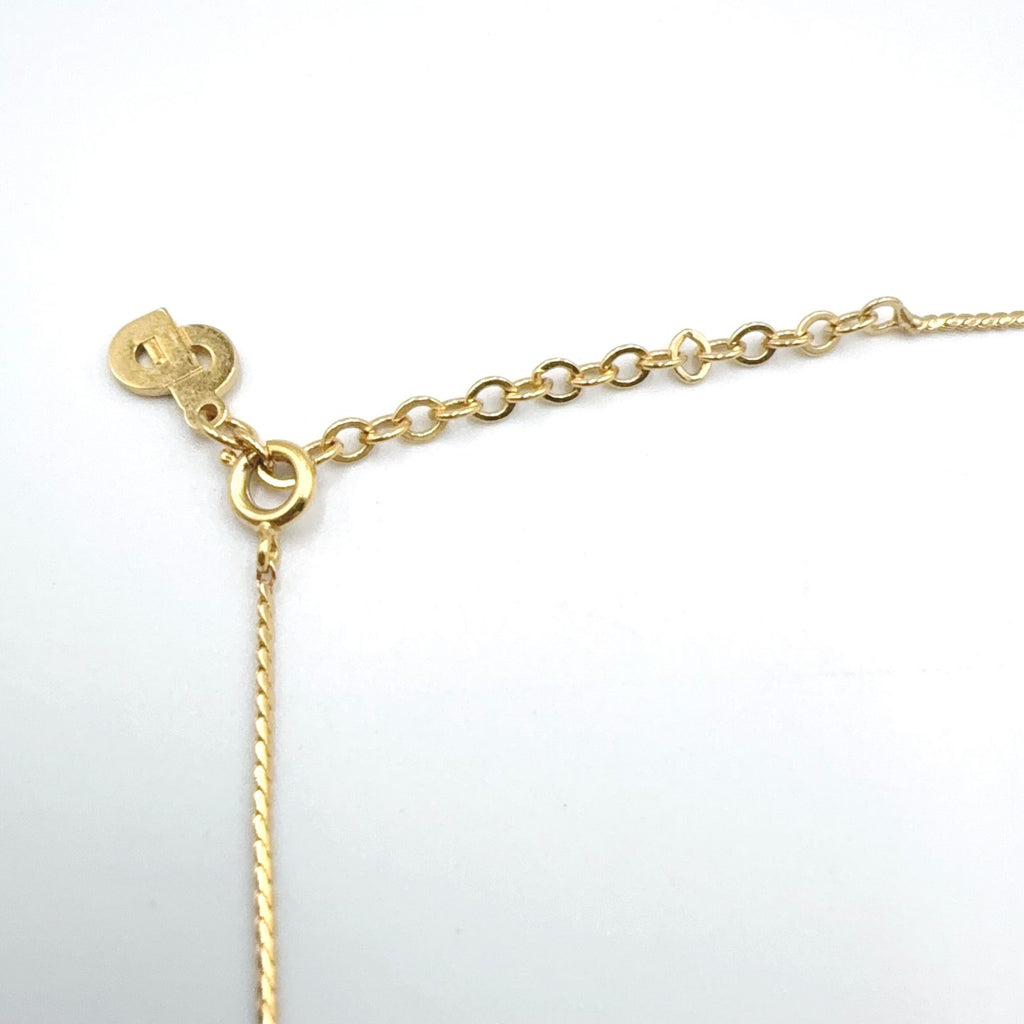 Dior CD Logo Rhinestone Gold Necklace — view 8