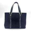 Celine C Macadam Leather Suede Black Handbag Silver