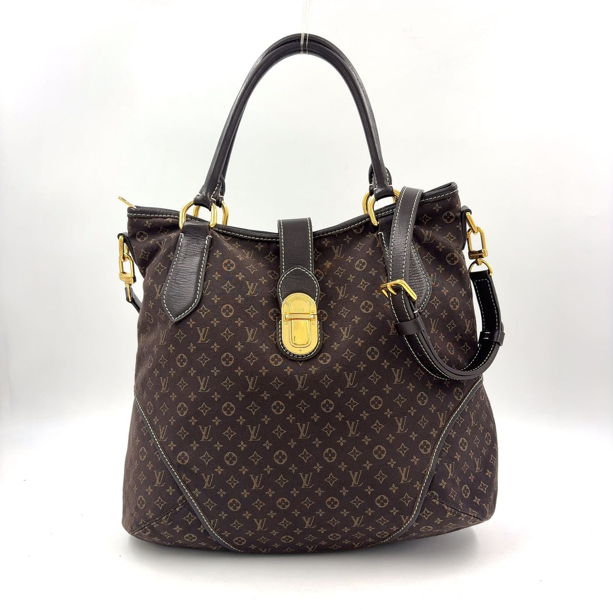 Louis Vuitton Elegy Monogram Idylle Fusain Leather Canvas Brown Handbag Gold