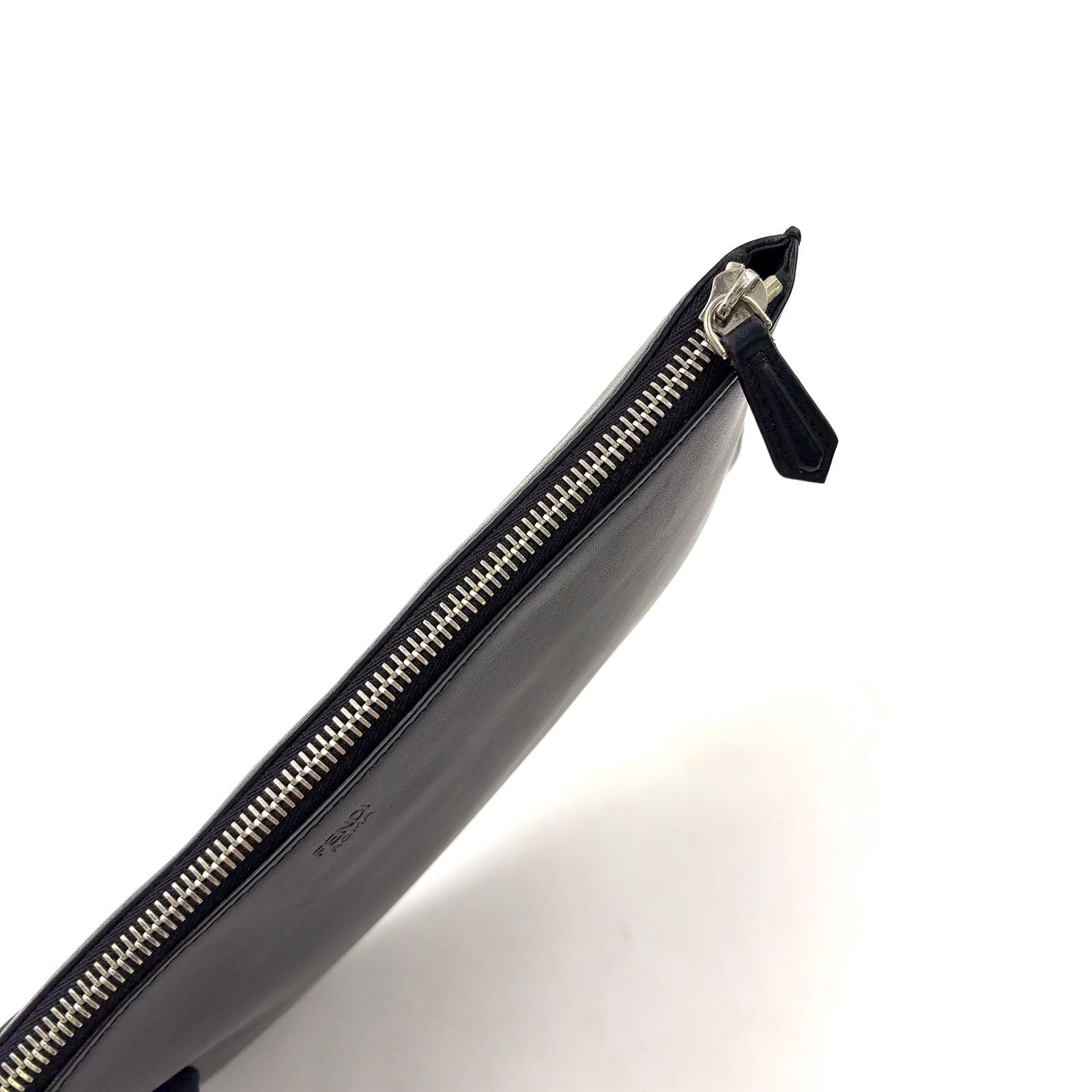 Fendi Bugs Monster Flat Slim Leather Black Clutch Silver — view 5