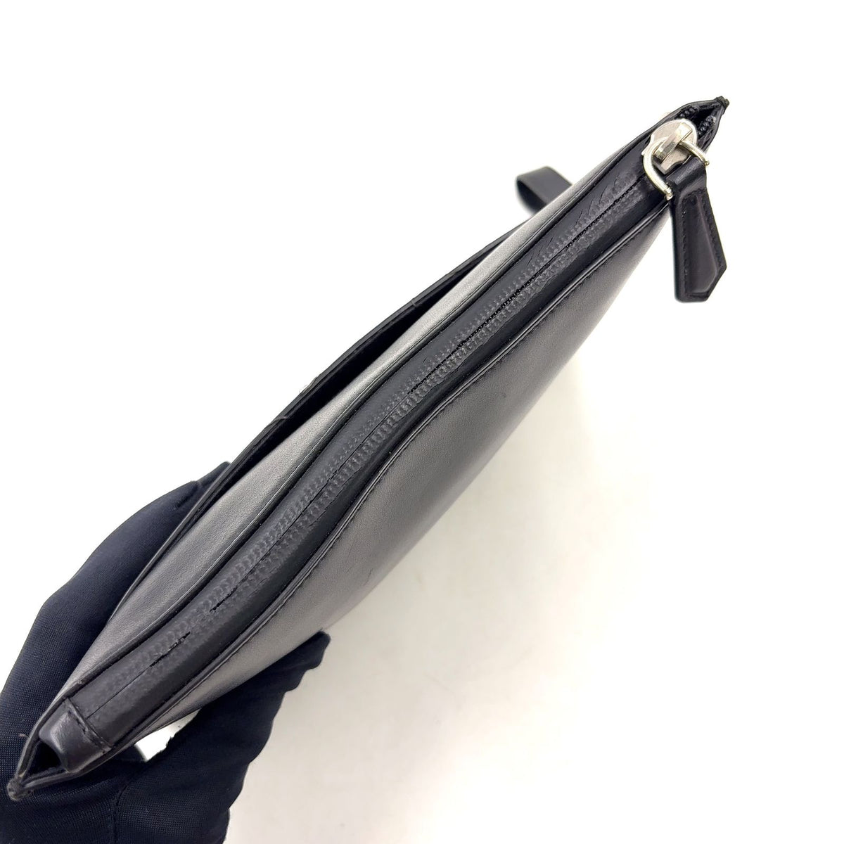 Fendi Mini Occhi Eyes Bugs Monster Leather Black Clutch Silver — view 8