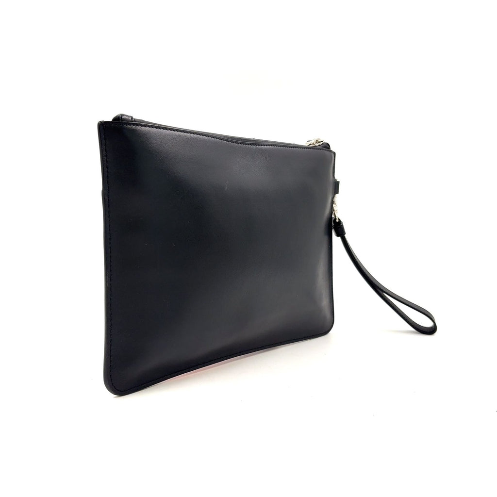Fendi Mini Occhi Eyes Bugs Monster Leather Black Clutch Silver — view 2