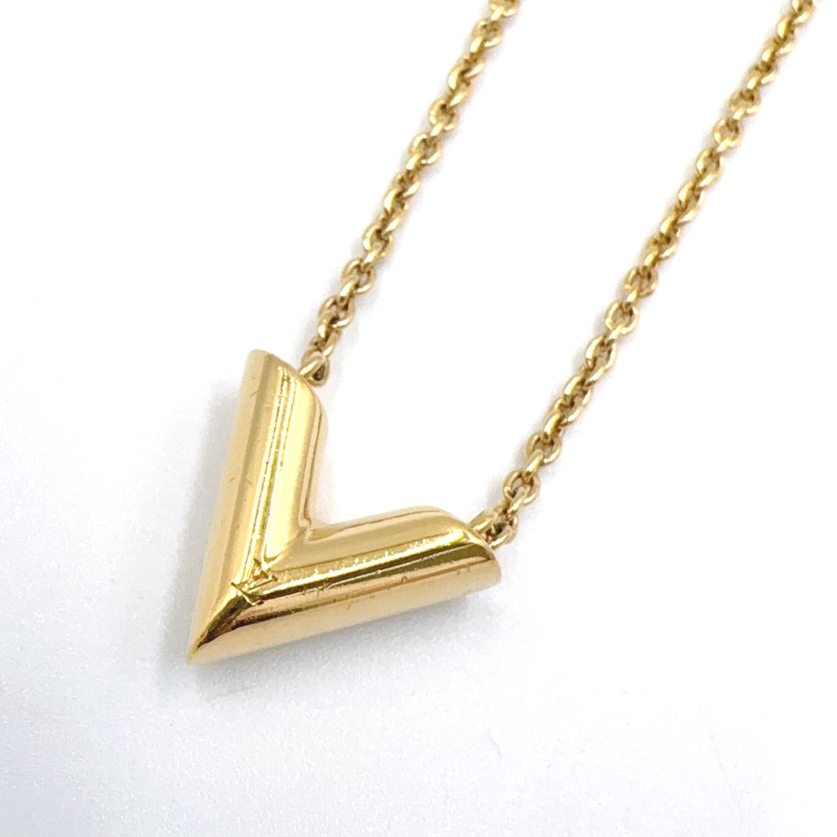 Louis Vuitton Essential V Logo Metal Gold Necklace