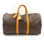 Louis Vuitton Keepall Bandouliere 50 Monogram Leather Brown Boston Bag Gold