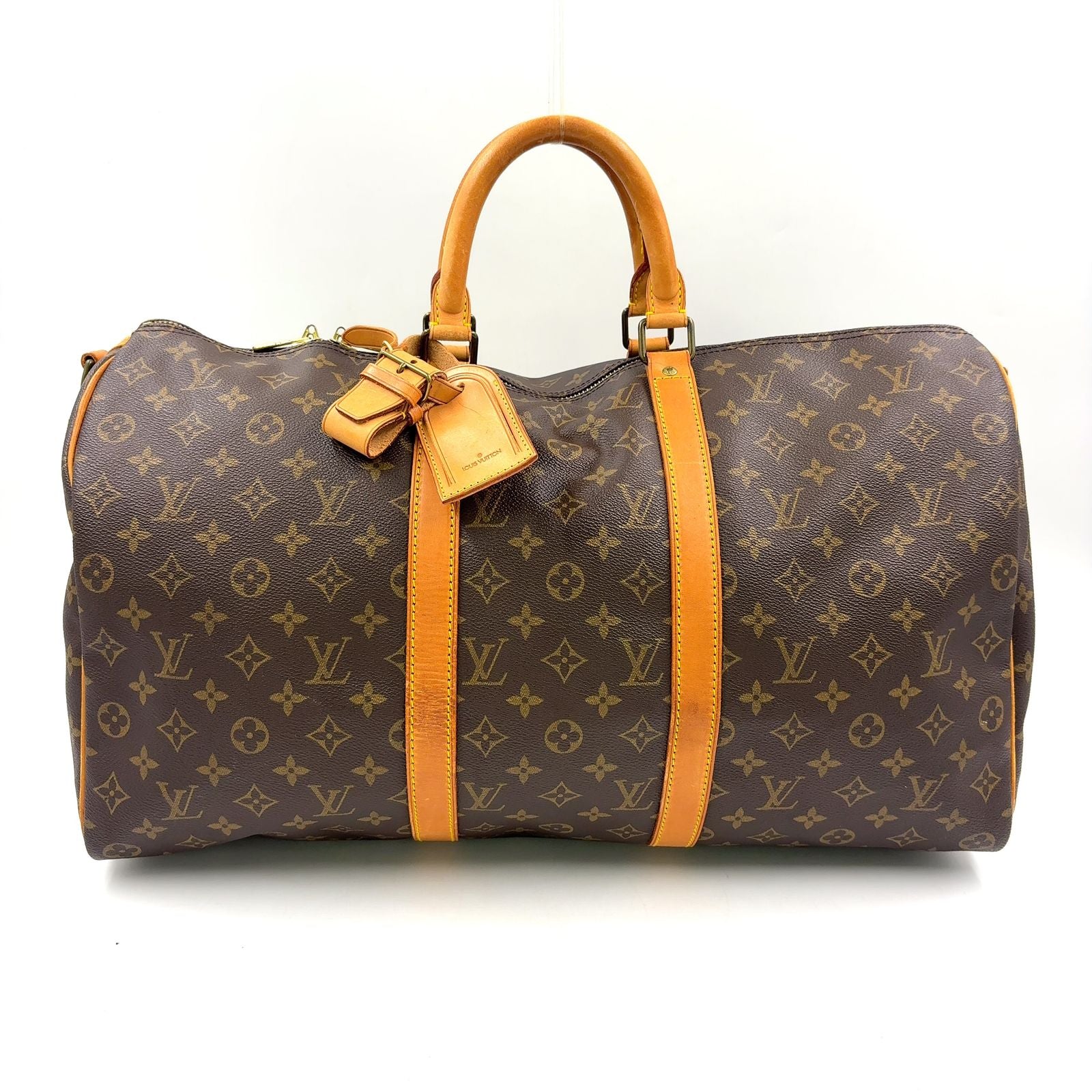 Louis Vuitton Keepall Bandouliere 50 Monogram Leather Brown Boston Bag Gold