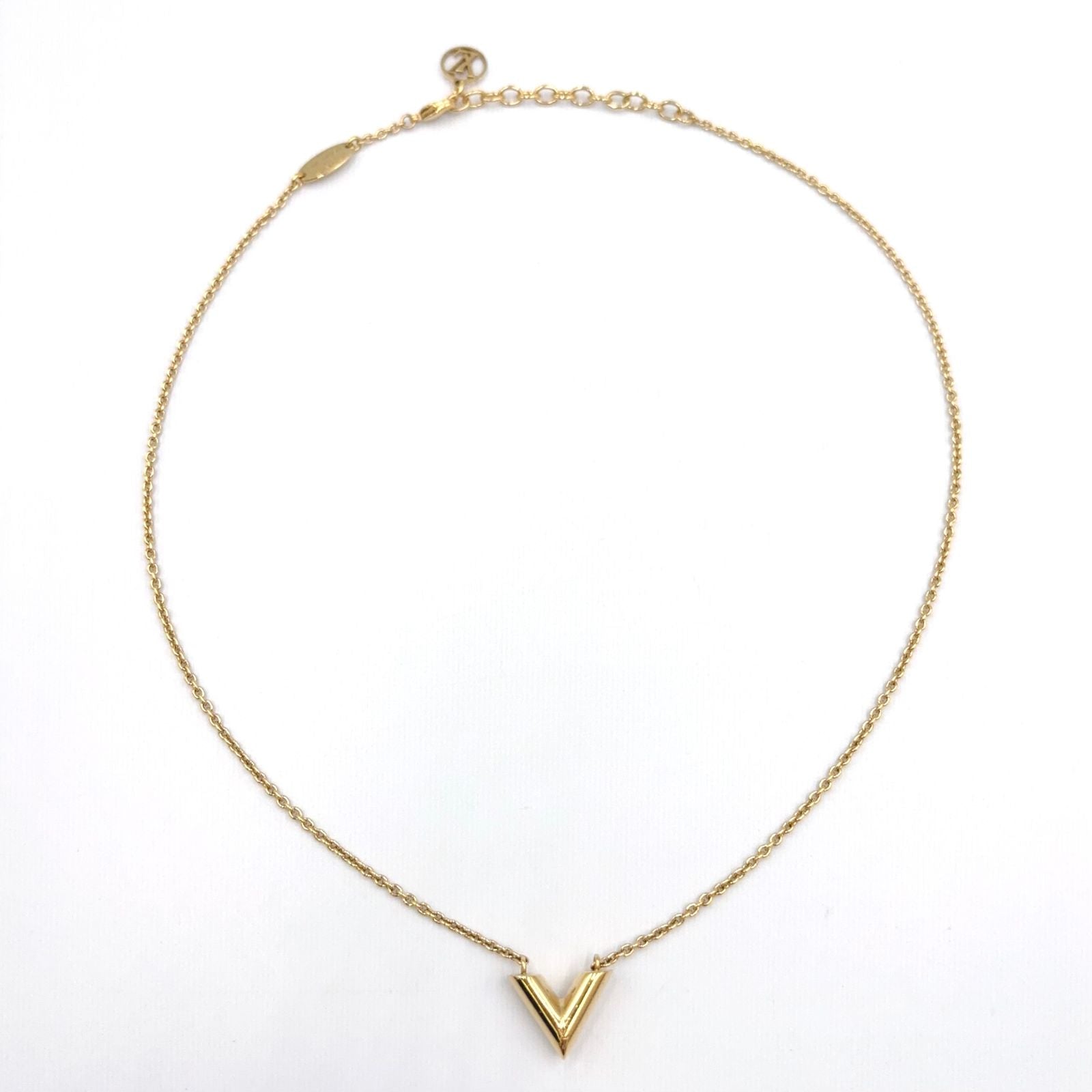 Louis Vuitton Essential V Logo Metal Gold Necklace — view 3
