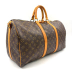 Louis Vuitton Keepall Bandouliere 50 Monogram Leather Brown Boston Bag Gold — view 2